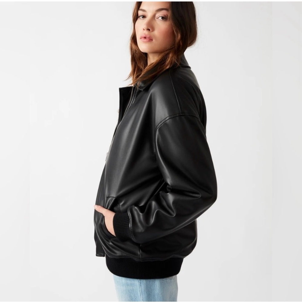 Worn once. Steve Madden Faux leather bomber.